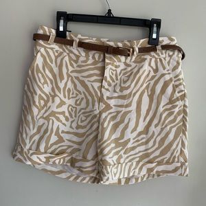 Tommy Hilfiger Zebra Print Shorts Women w/ Belt